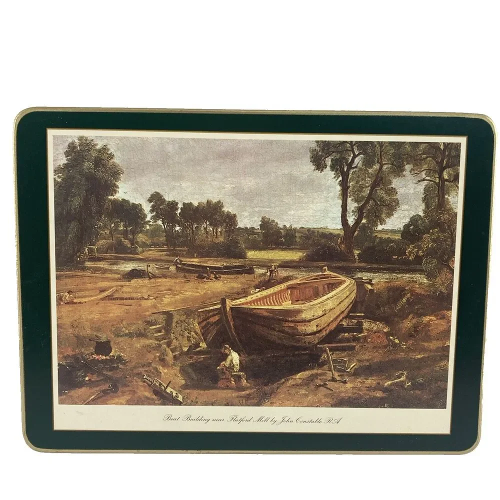 Vintage Clover Leaf Cork Back‎ Table Mats Set of 6 Landscapes by John Constable